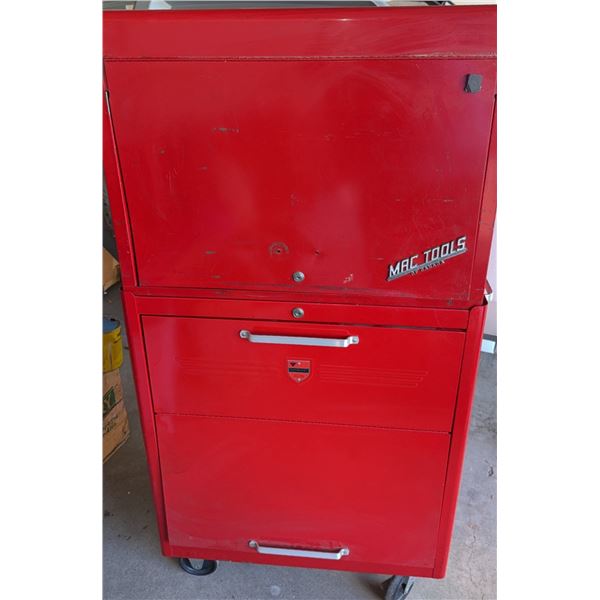 Mac Tools Red Rolling Tool Chest With Assorted Hand Tools and Hardware