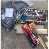 Image 1 : Automotive Accessories Lot with Car Mask, Sportage Mats, Brushes, and Light