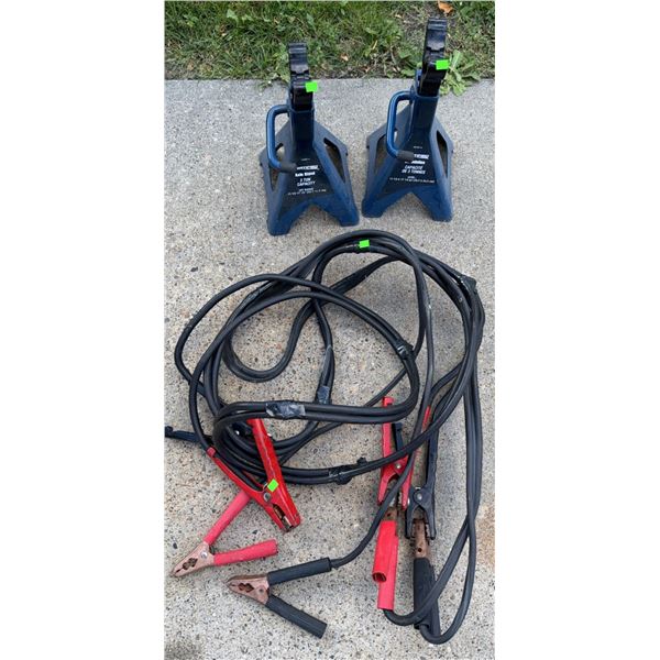 3-Ton Auto Stands and Two Sets of Jumper Cables