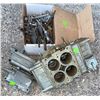 Image 1 : Holley 4-Barrel Carburetor Parts Lot with Fuel Bowls and Hardware