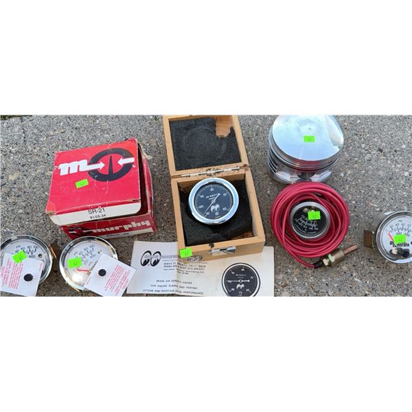 Engine Gauges and Piston Including Murphy and Moon Equipment