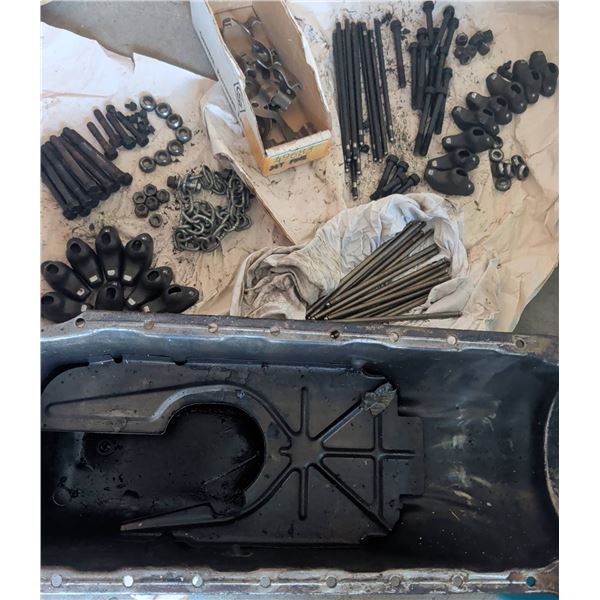 Engine Oil Pan with Hardware and Valve Train Components