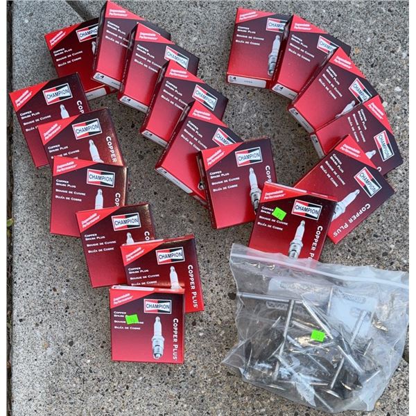 16 Champion Copper Plus Spark Plugs with Assorted Metal Hardware