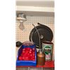 Image 2 : Workbench Lot With Oil Cans, WD-40, Parts Bins, and Assorted Hardware