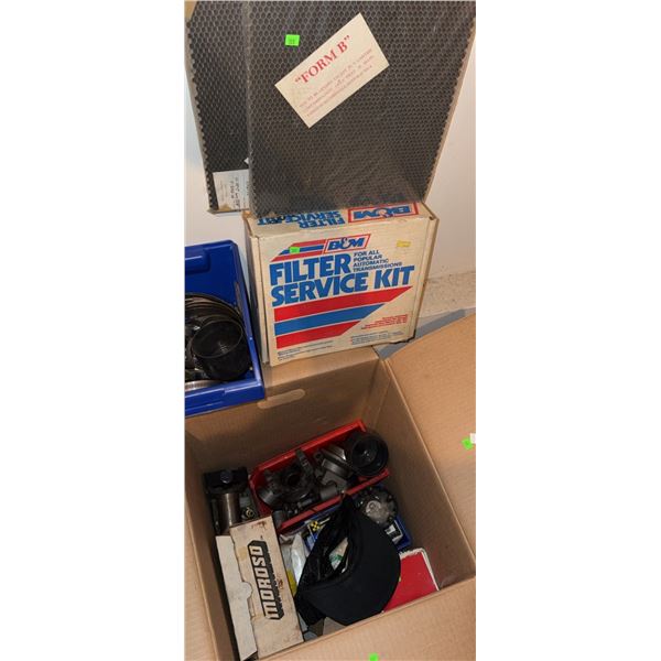 B&M Filter Service Kit, Moroso Box, Engine Parts, Hose Clamps, and Miscellaneous Automotive Items