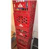 Image 2 : Stack of Palm Red Plastic Milk Crates and Folding Step Stool