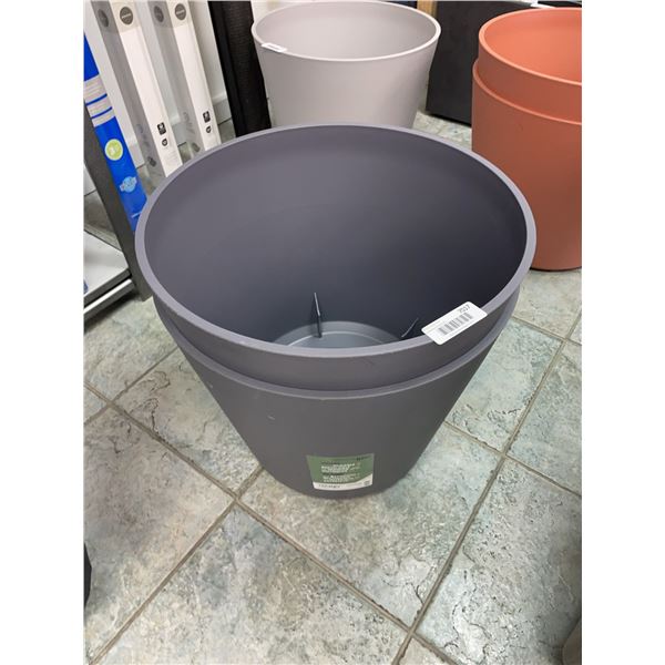 Lot of 2 - Deroma 16" Tall Grey Recyclable Indoor Outdoor Planter