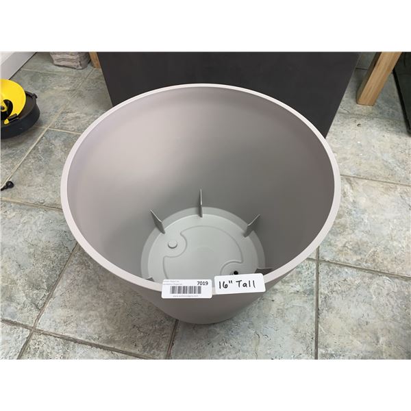 Lot of 2 Grey Plastic Planter Pot 16 Inch Tall