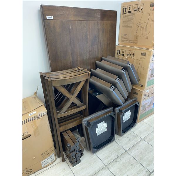 7 Piece Wooden Dining Table Set with Chairs !NO HARDWARE!