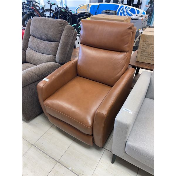Brown Leather Swivel Reclining Chair 30x33x40in