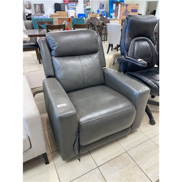 Grey Leather Power Recliner Chair with USB Port