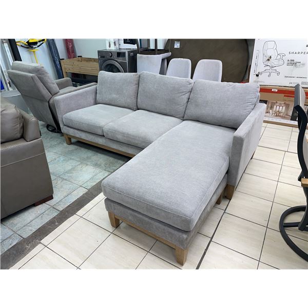 Light Grey Linen Sectional Sofa With Chaise 90in