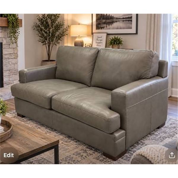 Taupe Leather Loveseat Sofa 68in x 38in x 31in
