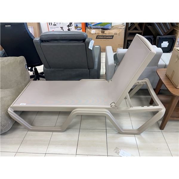 Beige Outdoor Sling Chaise Lounge 70x27x14in