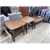 Image 1 : Wood Coffee Table and Two End Tables Set