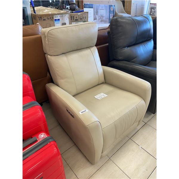 Beige Leather Power Recliner With USB Port 30x31x40