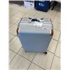 Image 1 : Silver Hardside Spinner Suitcase with Brown Trim