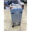 Image 6 : Silver Hardside Spinner Suitcase with Brown Trim