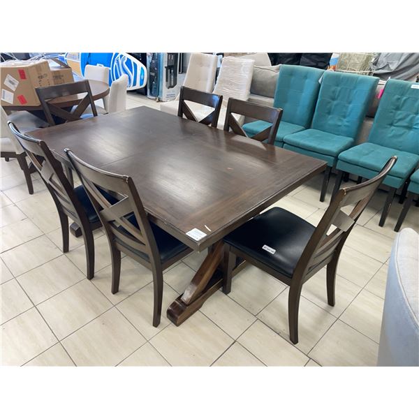 Dark Wood Dining Table with 6 Chairs 68x40x30 in