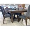 Image 6 : 9 Piece Dining Set Wood Table and Grey Chairs