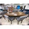 Image 7 : 9 Piece Dining Set Wood Table and Grey Chairs