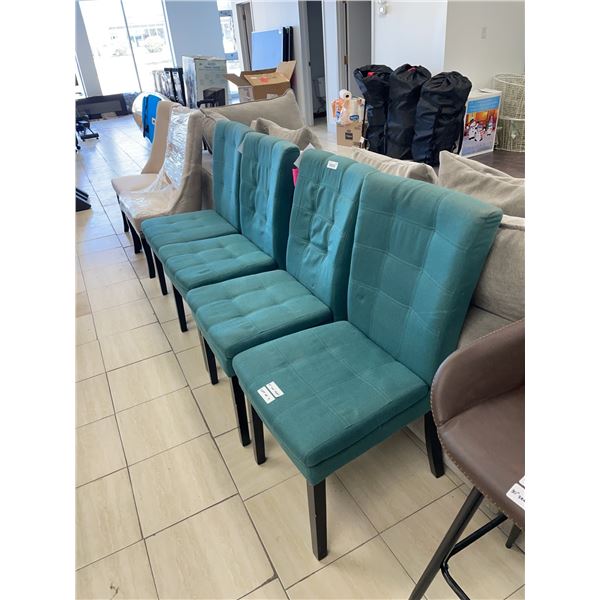 4 Teal Upholstered Dining Chairs
