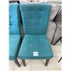 Image 2 : 4 Teal Upholstered Dining Chairs