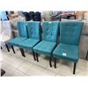 Image 5 : 4 Teal Upholstered Dining Chairs