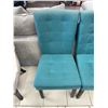 Image 6 : 4 Teal Upholstered Dining Chairs