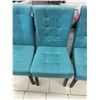 Image 7 : 4 Teal Upholstered Dining Chairs