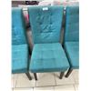Image 8 : 4 Teal Upholstered Dining Chairs