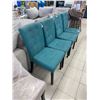 Image 9 : 4 Teal Upholstered Dining Chairs
