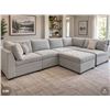 Image 1 : Sectional Grey Fabric Sofa With Ottoman
