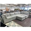 Image 2 : Sectional Grey Fabric Sofa With Ottoman