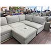 Image 3 : Sectional Grey Fabric Sofa With Ottoman