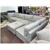 Image 4 : Sectional Grey Fabric Sofa With Ottoman