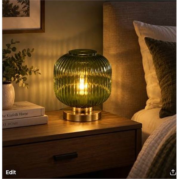 DoungRos Green Table Lamp Glass Bedside Lamp