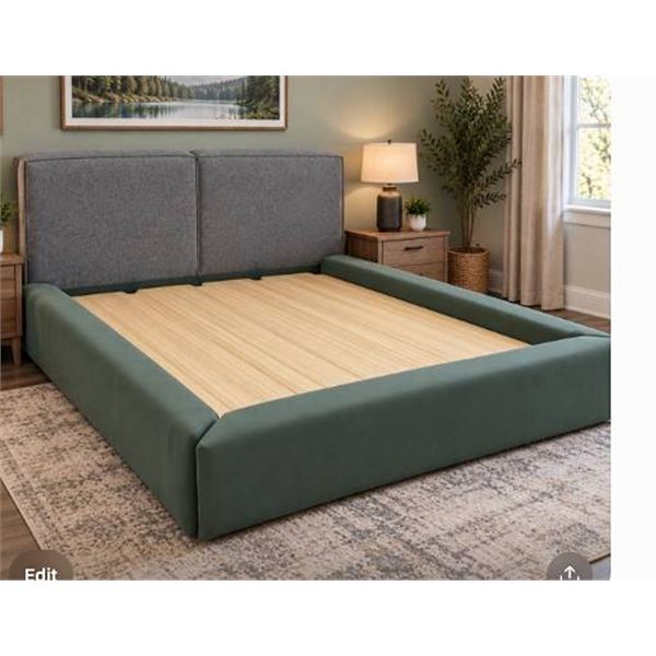 Large Upholstered Platform Bed Frame 101x80x33in