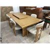 Image 10 : Oak Extendable Dining Table with 6 Upholstered Chairs 18x40"