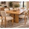 Image 1 : Oak Extendable Dining Table with 6 Upholstered Chairs 18x40"