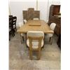 Image 3 : Oak Extendable Dining Table with 6 Upholstered Chairs 18x40"