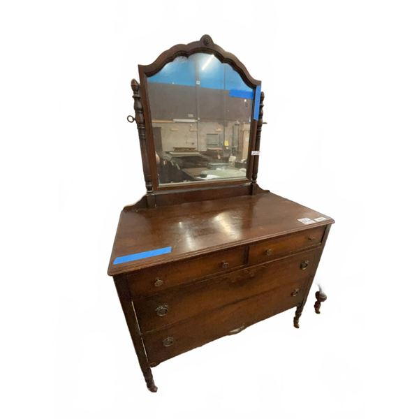 Wooden Dresser With Mirror 29" x 33" Four Drawers