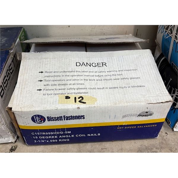 Bissett Fasteners15degree angle coil nails 2-.25” x .099 Ring NEW