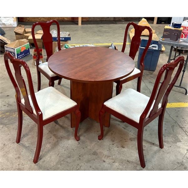 Mahogany Style Pedestal Dining Set w/4 Chairs