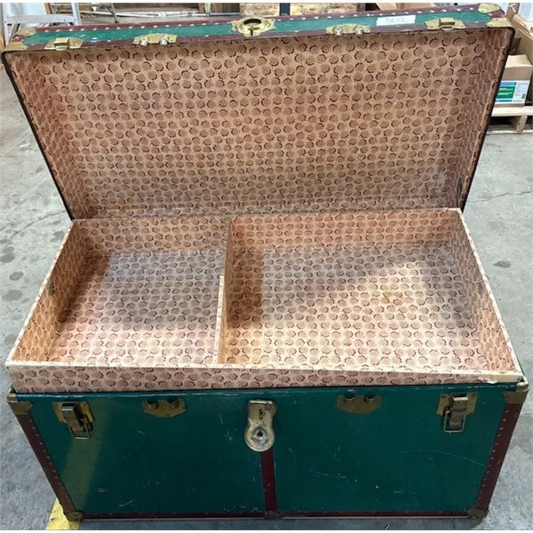 Vintage green steamer trunk