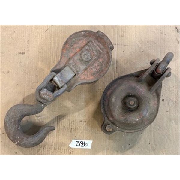 Vintage Industrial Hook Pulley x2