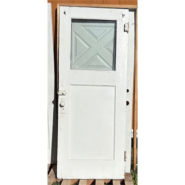 Vintage Wood/Glass Panel Door 32” x 80” (early 20th century)