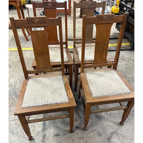 Vintage Amsterdam School Dining Chairs (solid oak) (1920/30s) x 4