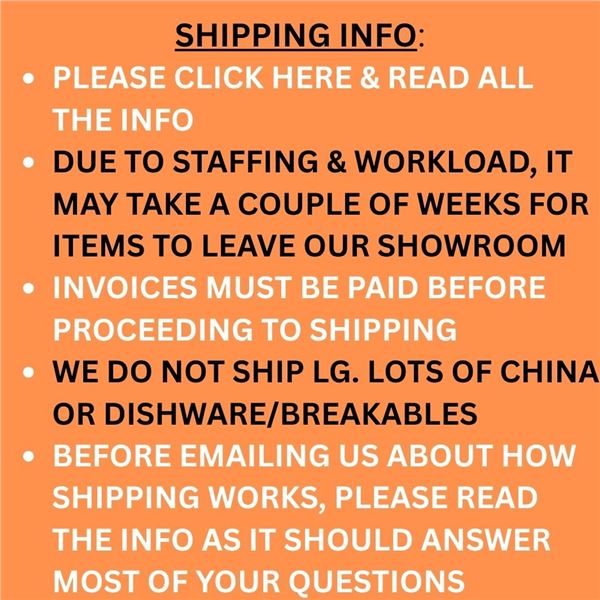 SHIPPING POLICY - CLICK ON "DETAILS" FOR INFO