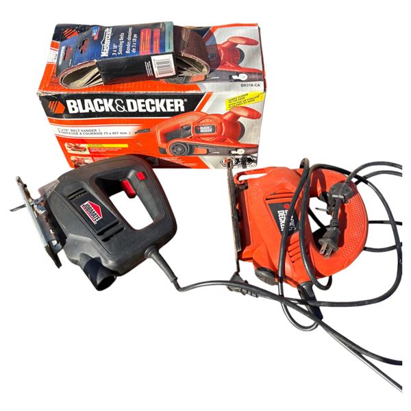 Job Mate jig saw, Black & Decker jig saw , Black & Decker Belt Sander with sand paper electric